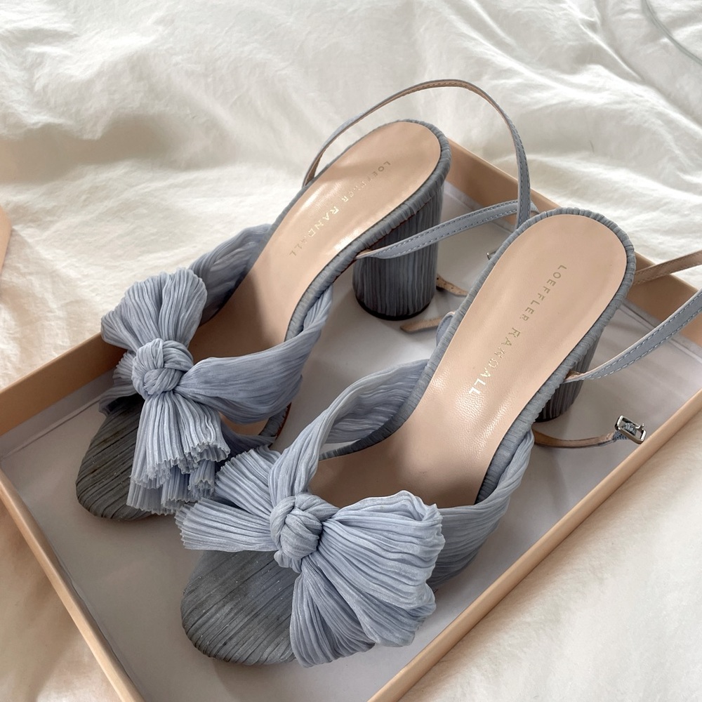 Camellia Blue Pleated Bow Heel - Loeffler Randall - size 8
